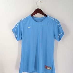 Nike Dri-Fit Team Short Sleeve Crew Neck Vented Striped Jersey Sky Blue Size L